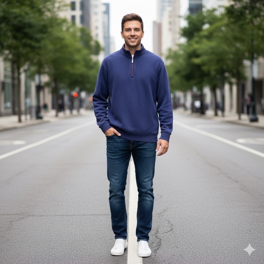 Orvis Mens Size Medium 1/4 Zip‎ Pullover Sweater Blue Long Sleeve Casual Preppy